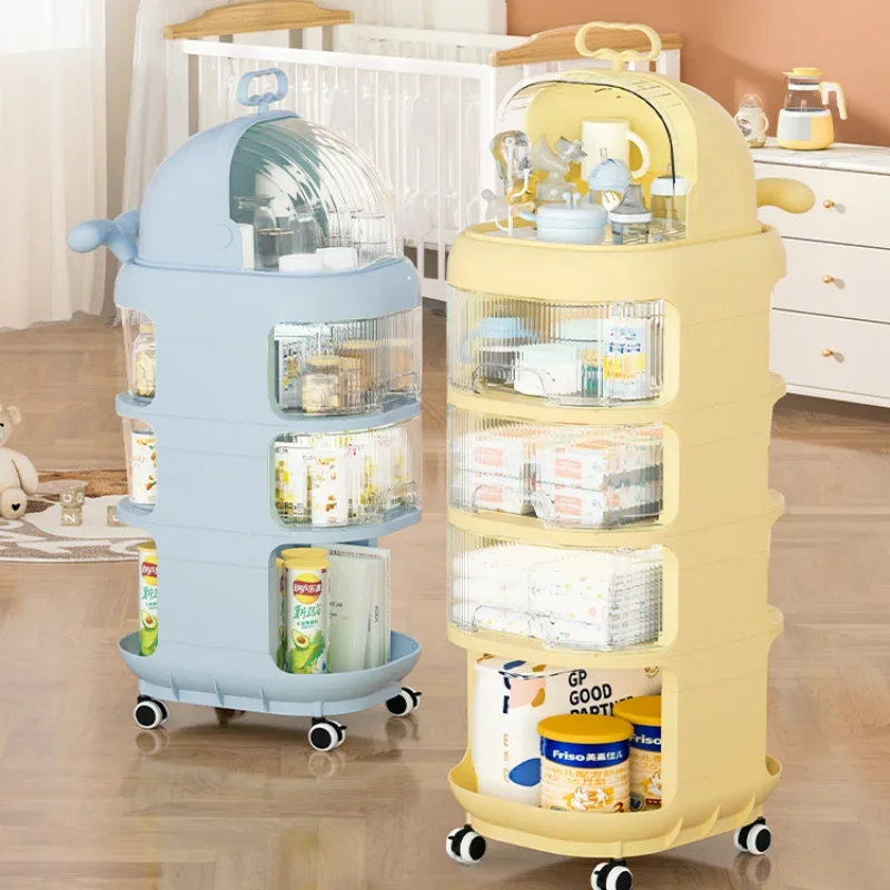 

Auxiliary Cart with Wheels Baby Supplies Storage Shelves Whale Landing Multistory Bedroom Bedside Snack Auxiliary Cart