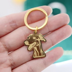 Stainless Steel Trendy Greyhound Dog Keychain Pendant Animal diy Kids Gifts Unisex Punk Stainless Steel Jewelry Deco Supplies