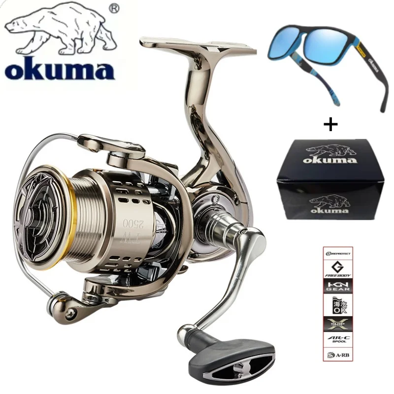 Original OKUMA All Metal Fishing Reel 20Kg Max Drag Power Spinning Wheel Fishing Coil Shallow Spool Suitable for all waters