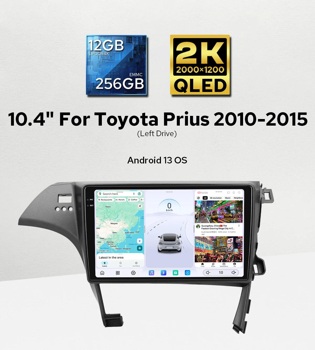 

Joying 10.4"Android 13 Car Radio Stereo Replacement Multimedia Audio Player For Toyota Prius 2010-2015 Left Drive Plug and Play