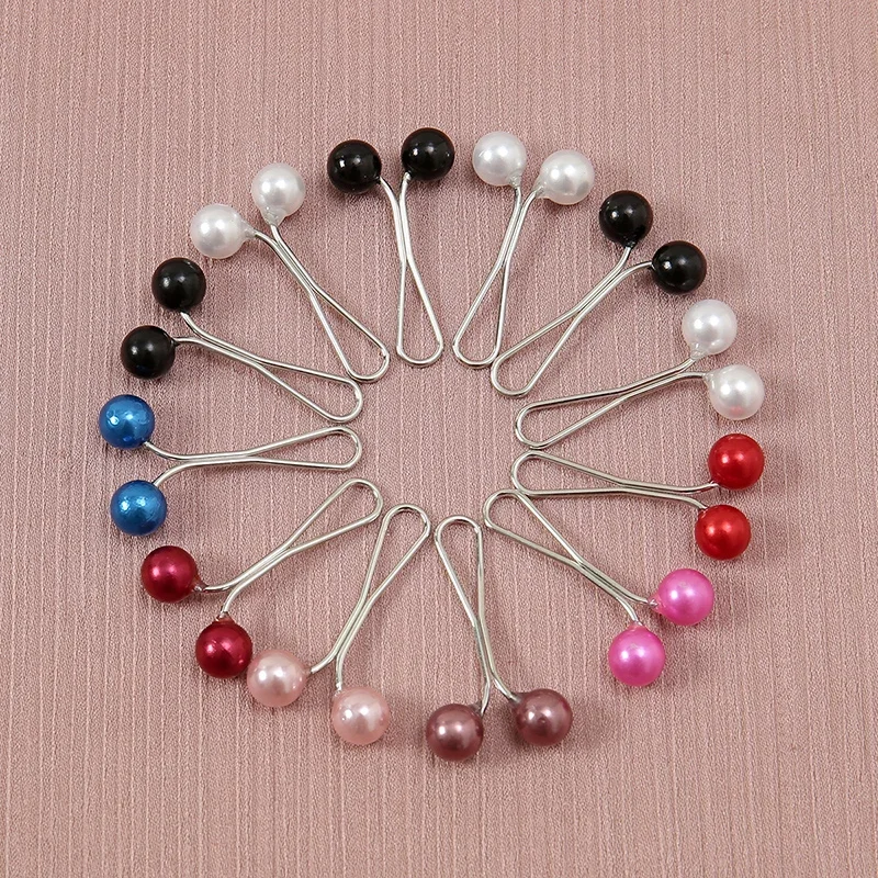 New Arrival U-Shaped Pearl Brooches Pins For Muslim Woman Alloy Scarf Hijab Pins Casual Clip Ladies Plain Accessories 12pcs/Bag