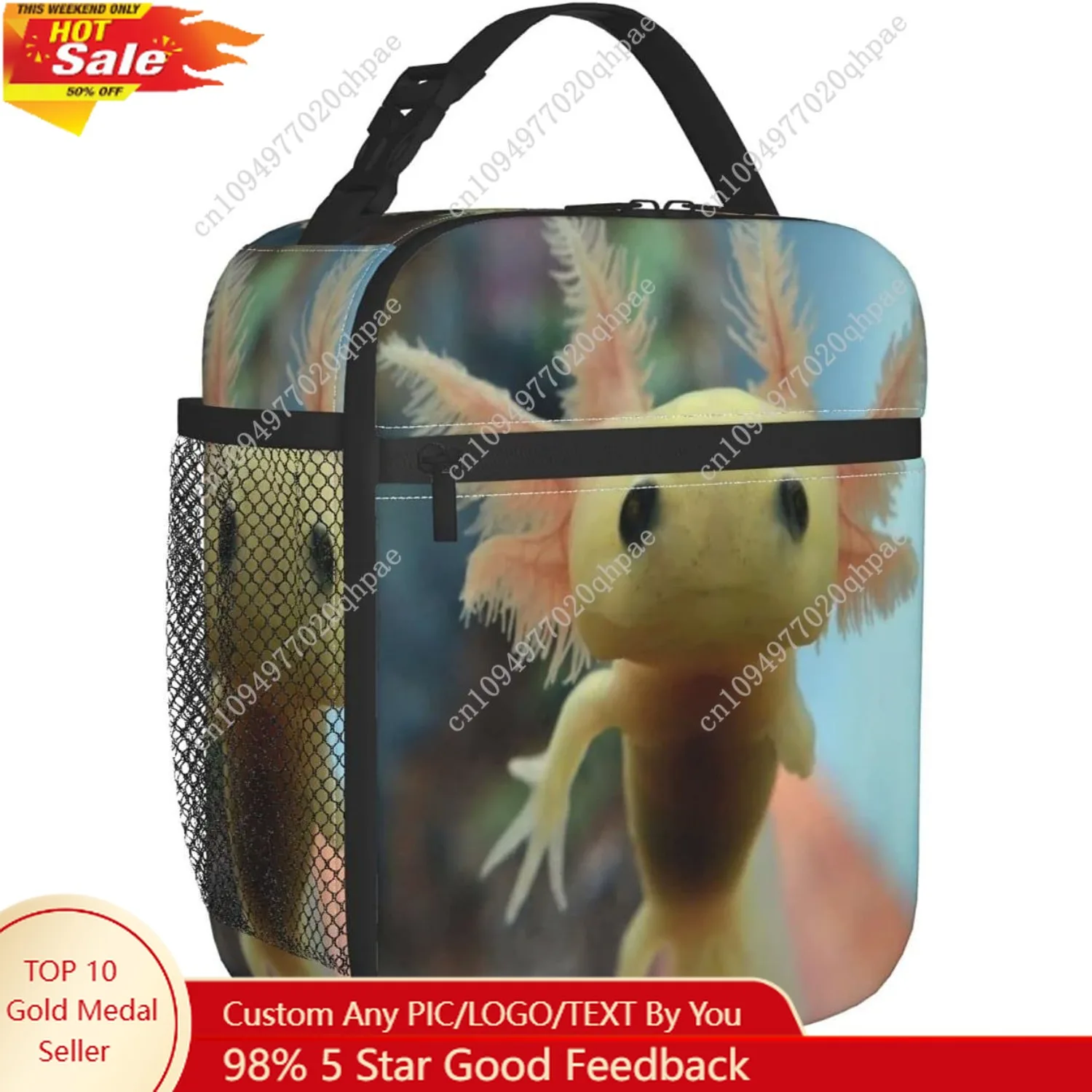 

Axolotl Lunch Box Insulated Soft Bag Reusable Cooler Bag For Women&Men&Work Picnic Hiking