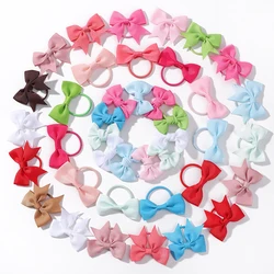 40Pcs 2inch Baby Girls Hair Bows Elastic Ties Grosgrain Ribbon Bow Rubber Band Ponytail Holders Hair Accessories