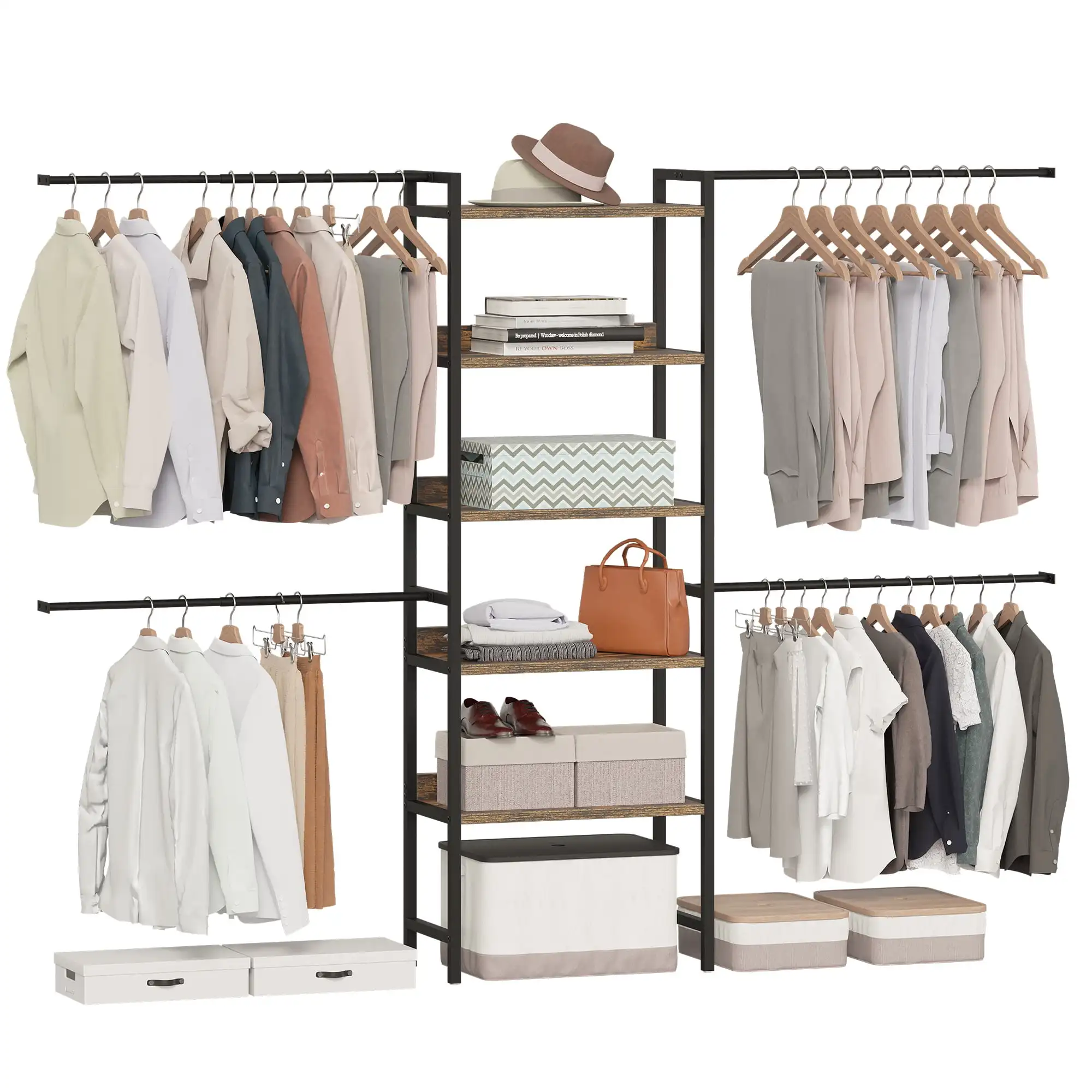 

5-Tier Industrial Metal Clothes Rack, Heavy Duty Garment Rack for Cloakroom Bedroom,