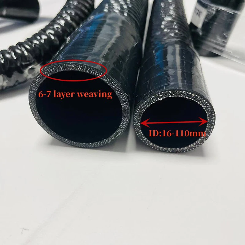 Black Universal Car Silicone Flexible Hose Air Intake Pipe  Radiator Pipe Intercooler Tube Rubber Joiner And Two Clamps