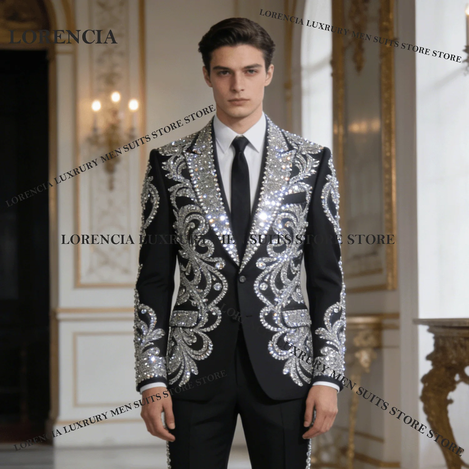 

Мужские костюмы по индивидуальному заказу, смокинги с квадратным бриллиантовым орнаментом, остроконечные лацканы, комплекты из 2 предметов, пиджаки, мужские свадебные костюмы для жениха, para hombre