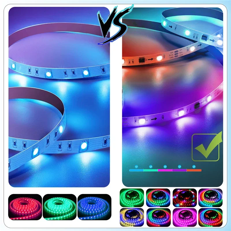 Wi-fi 65.6ft ws2811 luzes led strip led magic home app controle endereçável lâmpada led de trabalho com alexa google assistente para o quarto home