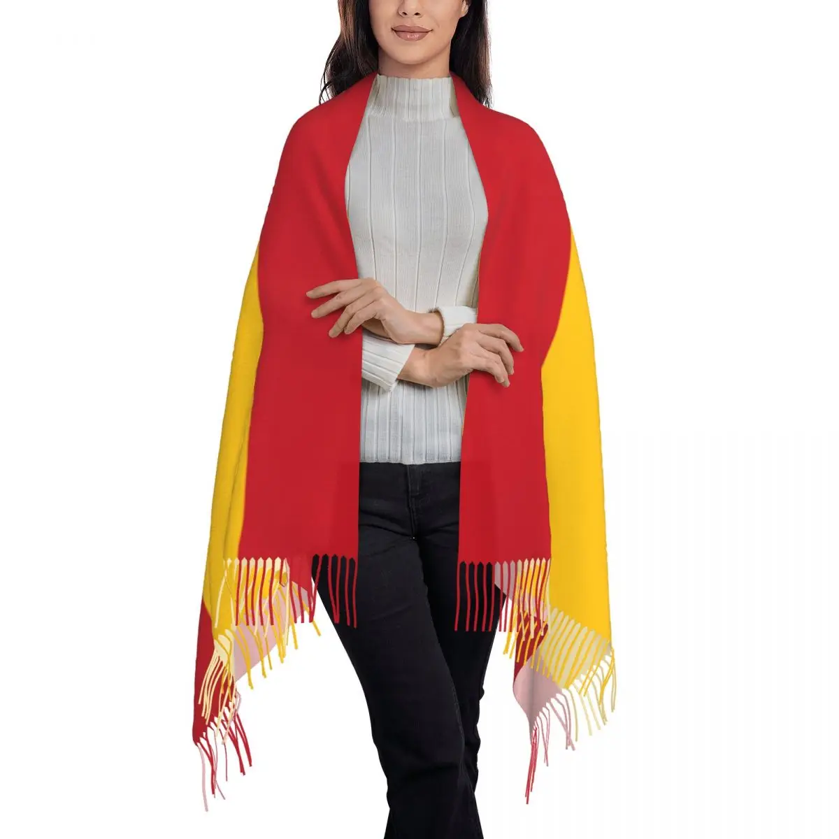 Spain Flag Bullfighter Tassel Scarf Magnificent Flag Of Spanish And Its Red And Orange Colors Shawl Wrap Female Winter Scarves