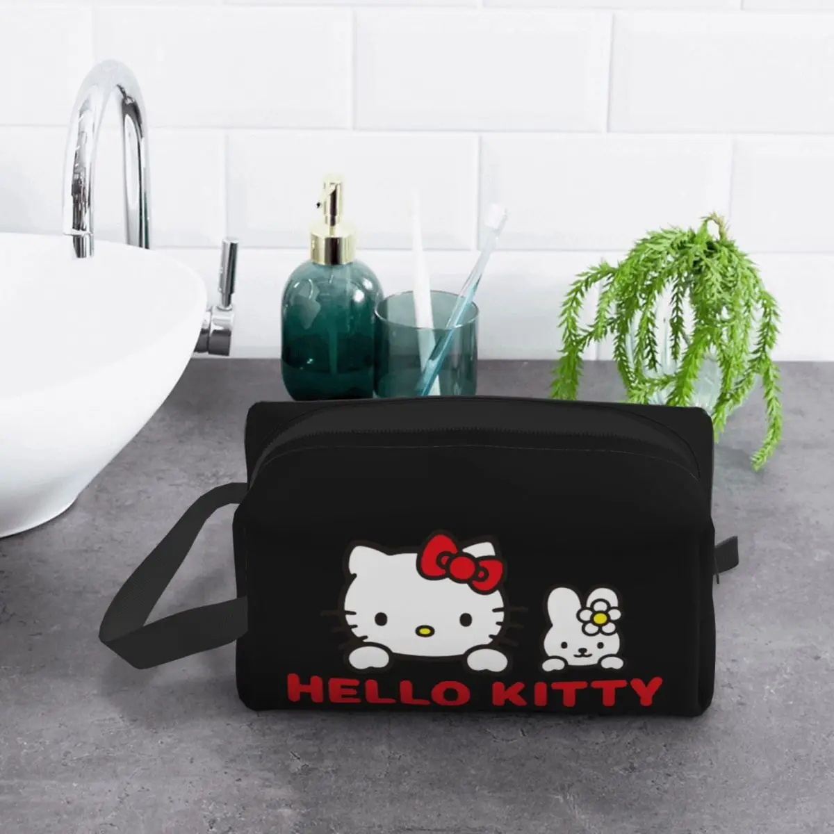 Custom Hello Kitty Cat Makeup Bag for Women Travel Cosmetic Organizer Cute Storage Toiletry Bags