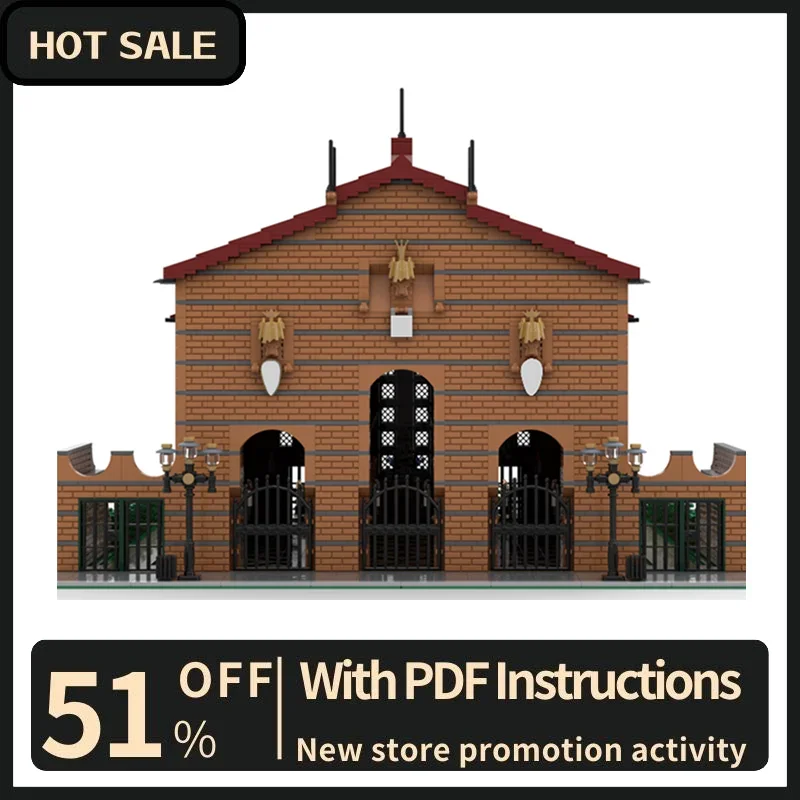 

New 7346Pcs City Hot Street View Moc Modular Lion Head Hall Model Building Custom Puzzles Diy Creative Ideas Toys Birthday Gifts