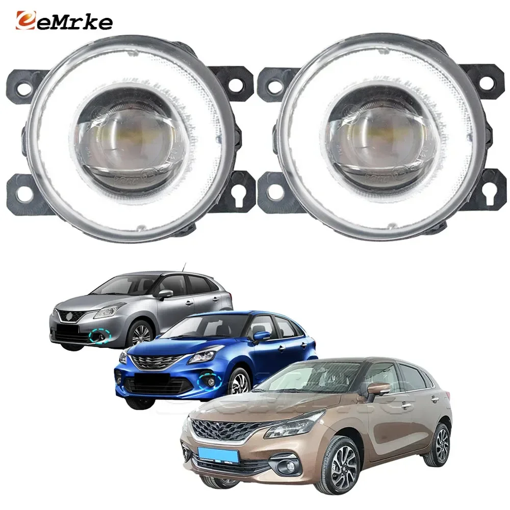 2-Pieces LED Angel Eye DRL Ring Daytime Runinng Light Halo Car Lamp Lens Fog Lights Assembly for Suzuki Baleno 2015-2022