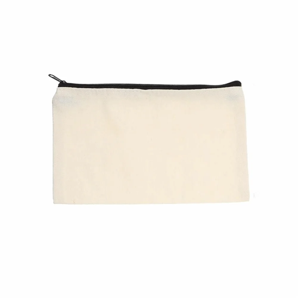 

Blank Multifunctional Canvas Zipper Pouch Large Capacity Portable Pencil Cases Stationery Organizer Bags Travel