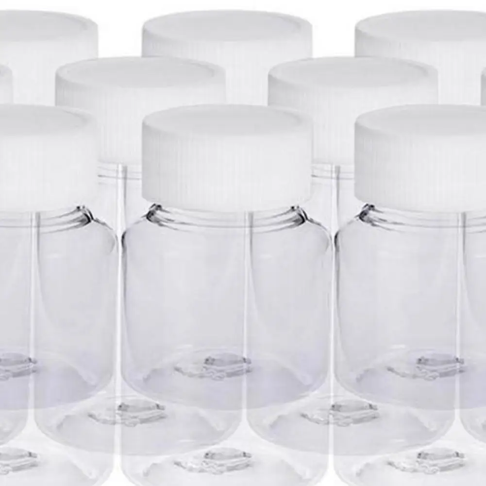 10Pcs 50ml Chemical Bottle Clear Waterproof Plastic Pill Bottles Cap for Chemical Liquid Pill Powder Medicine Pill Containers