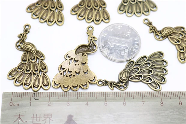 Jewelry finding & components parts Bronze phoenix big pendant The peacock feather accessories diy #JY125