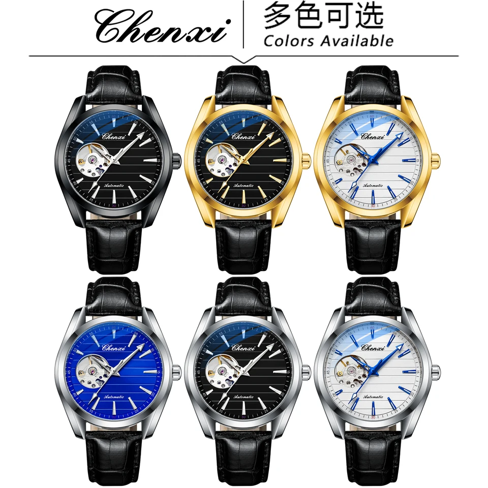 CHENXI 8806 New Leather Hollow Out Automatic Men's Luminous