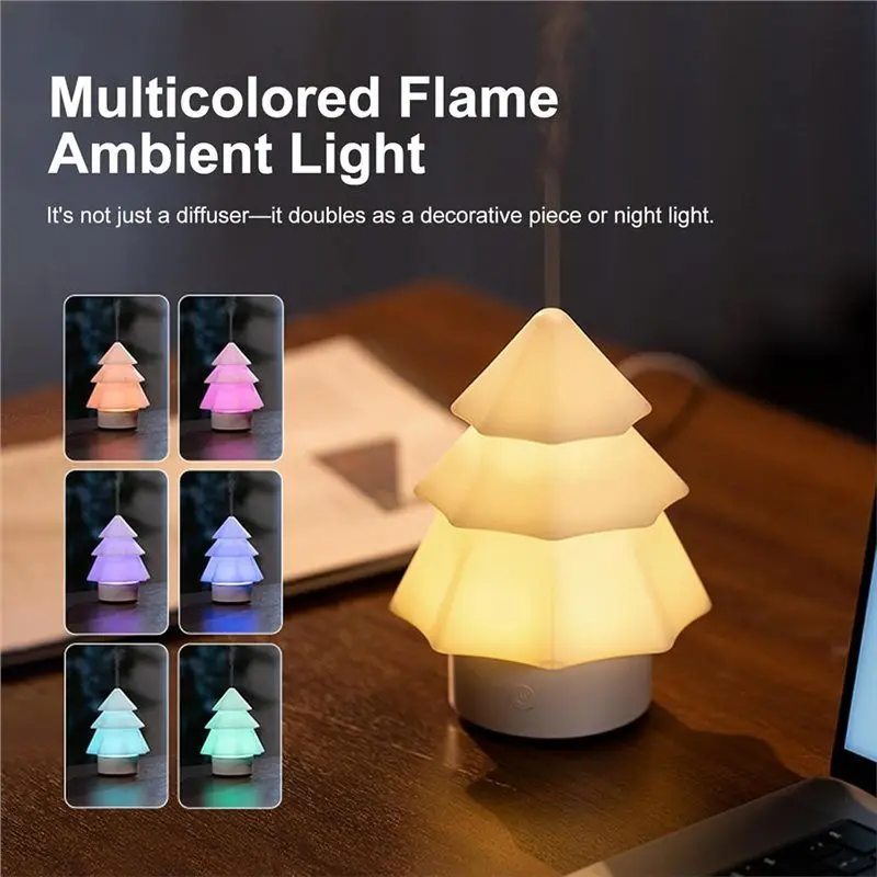 B58B-Cool Mist Essential Oil Diffuser Christmas Tree Air Humidifier 7 Colors For Office Bedroom