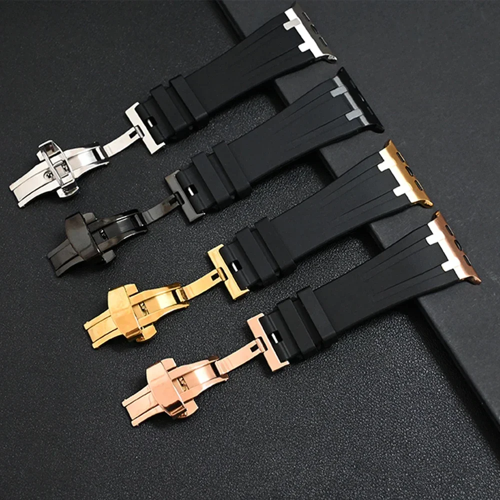 Silicone Band for Apple Watch Ultra 2 49mm 42 44 45mm Titanium Color Strap for iWatch ultra Series 9 8 7 se 6 5 4 Sports Correa image 6