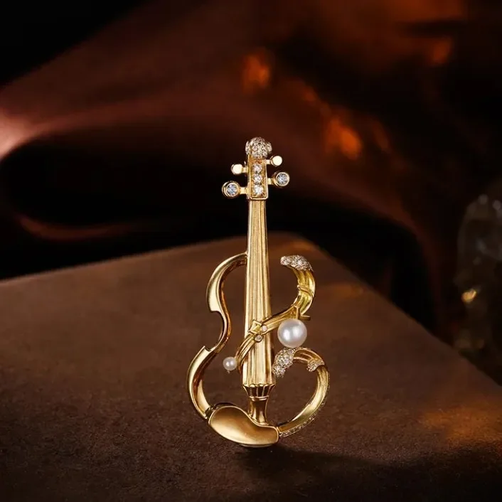 Violin Variations Violin Pendant Necklace Palace Style High-Looking Clavicle Chain Retro Classic Elegant Necklace