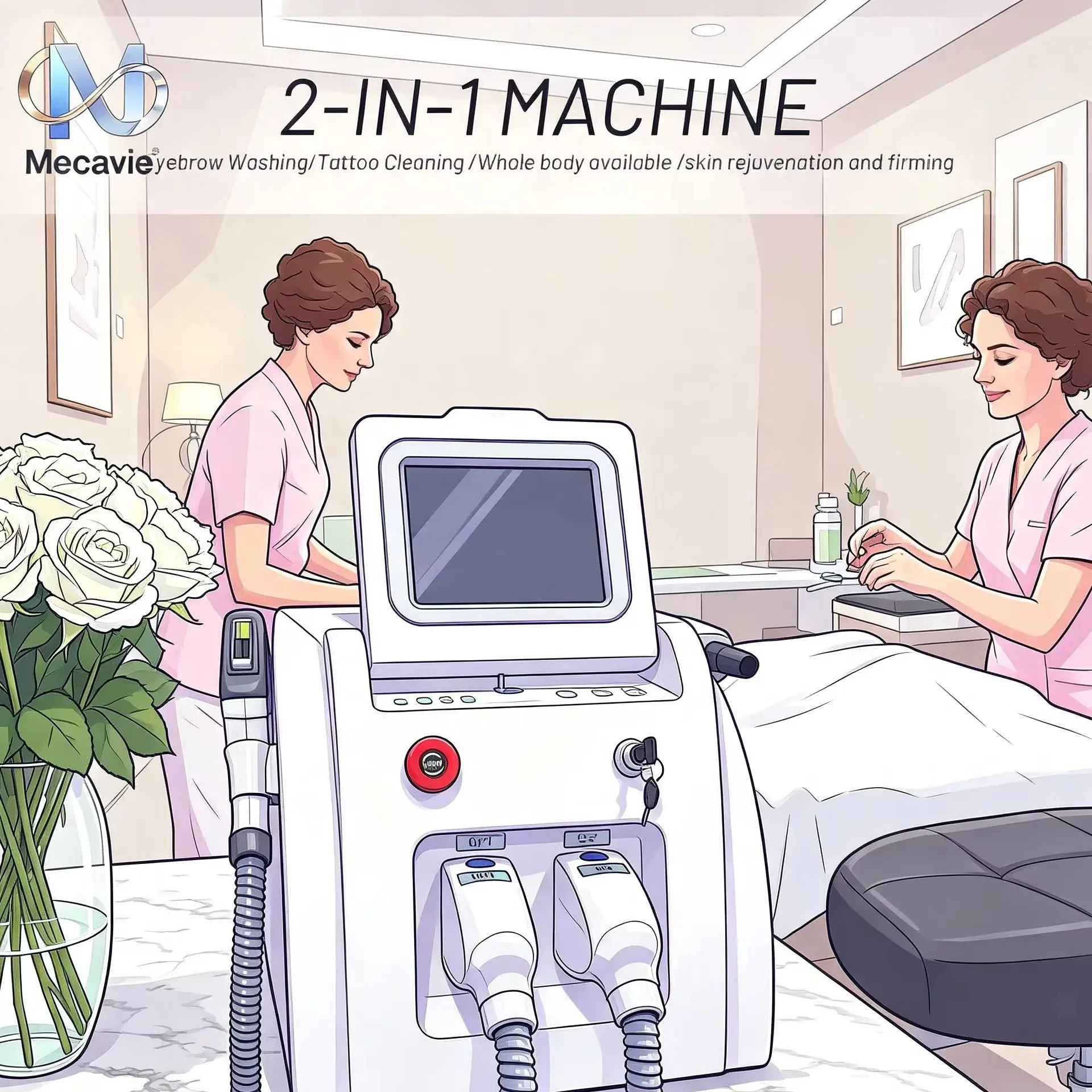 2 In 1 Professional Beauty Equipment OPT Hair Care Machine And Nd Yag Beauty Device Multifunctional Salon Equipment With Cooling System For Body Hair Care Skin Beauty And Professional Spa Use