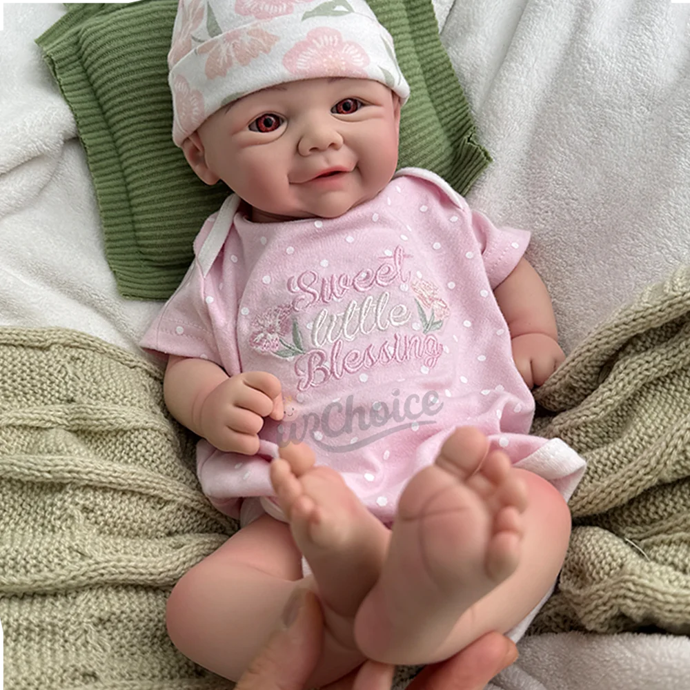 17 인치 실리콘 다시 태어난 아기 소녀 DIY 아트 컬렉션을위한 현실적인 사랑 스럽다 & 손으로 그린 ​​신생아 인형 크리스마스 & 어린이 장난감