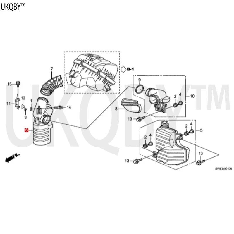 Air filter front air duct I CHAMBER SET, RESONATOR (B 17236RZPG00