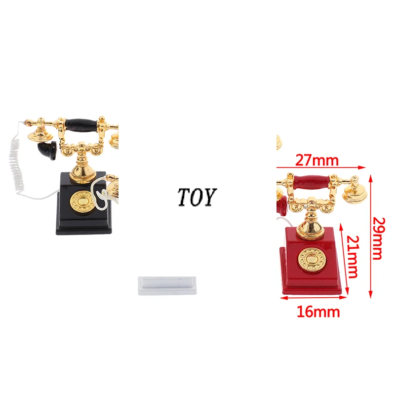 Modelo de teléfono en miniatura para casa de muñecas, teléfono giratorio Retro para decoración de muñecas, 1:12, 1 ud.