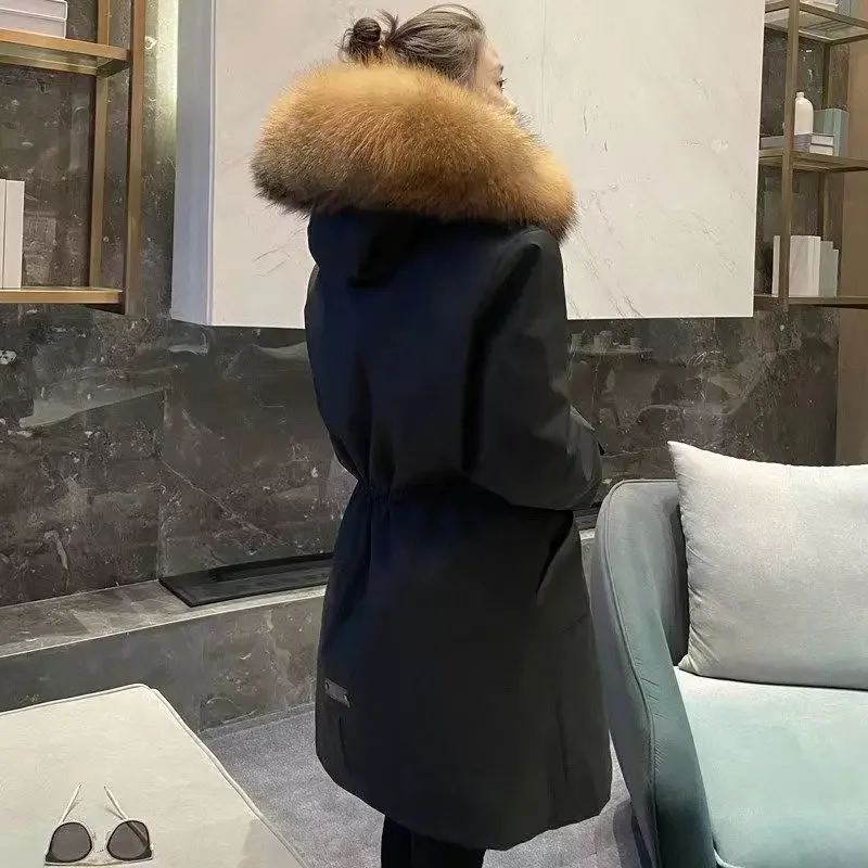 Chic Pai Overcome  Winter Plus velvet Thick Warm Parka High-End Detachable Liner Hooded Cotton-Padded Coat Women's Overcoat