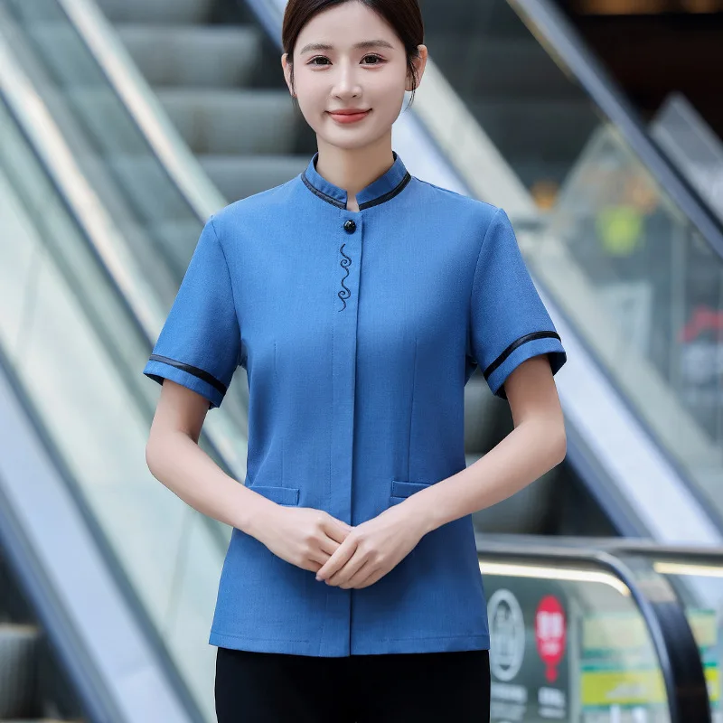 Hotel Room Cleaning Staff Uniform Short Sleeve Mall Sales Office Property Cleaning Auntie Workwear Set Unisex