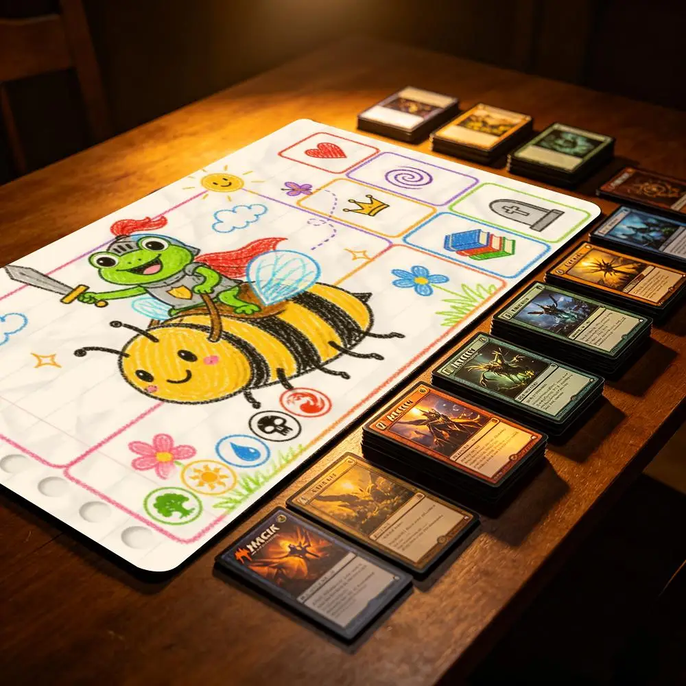 Magic Card Playmat 14*24inch deskmat Anti-slip Fantasy TCG Gaming pad tapete With  Zones Hand-drawn design of cute cartoon bees