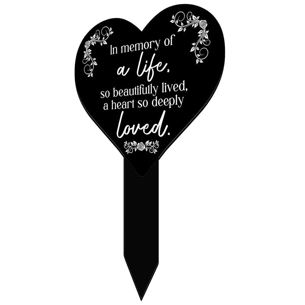 علامة القبر التذكارية الاكريليك حصة القلب للخارجية مقبرة ديكور حديقة اللوحة ساحة متمنيا علامة زخرفة الحديقة