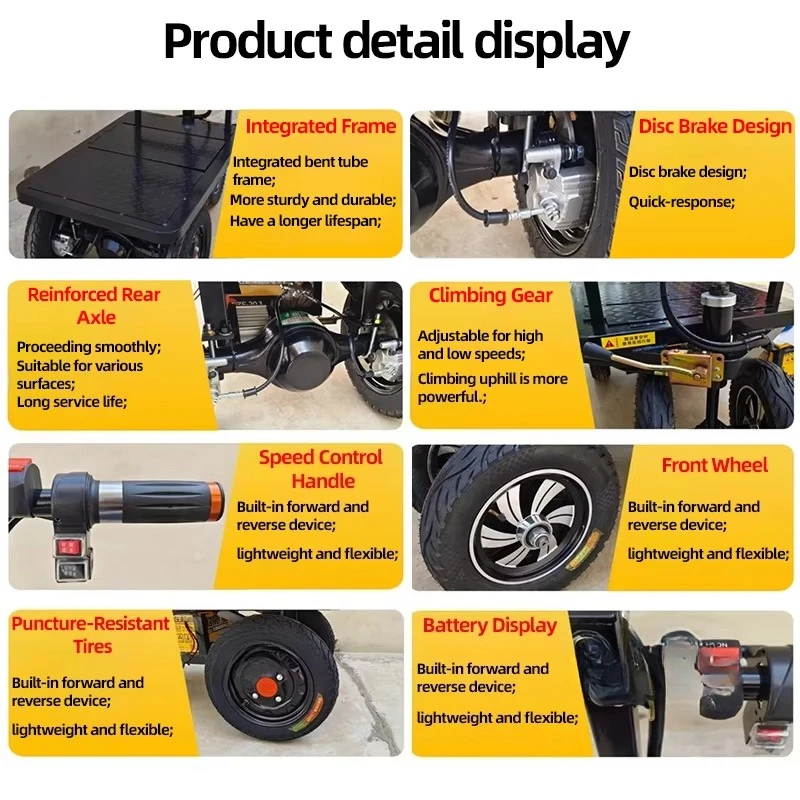 عربة منصة كهربائية مع مقود قابل للطي، عربة محمولة للمستودعات، عربة منصة كهربائية مسطحة #3