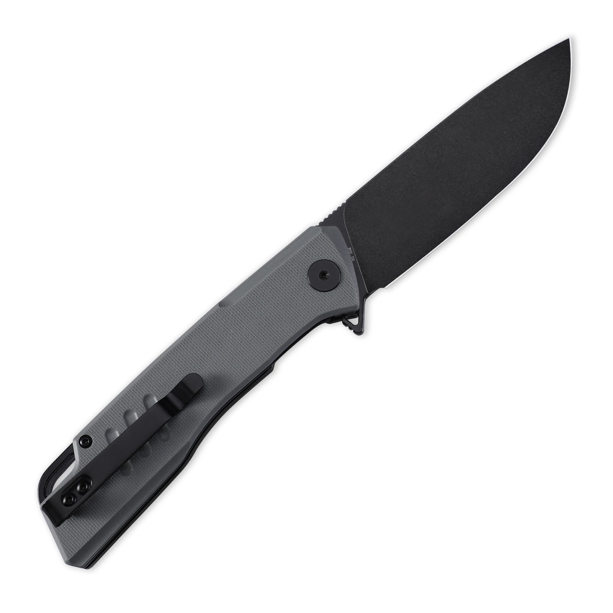 Pez petrificado PFB02 D2 acero satinado negro hoja lavada en piedra mango G10 cuchillo plegable de bolsillo supervivencia Camping EDC herramienta de