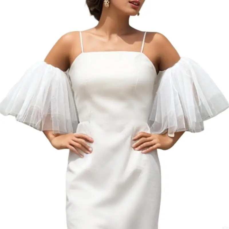 Guanti nozze con design a rete comodo copertura del braccio sposa travisabile H7EF