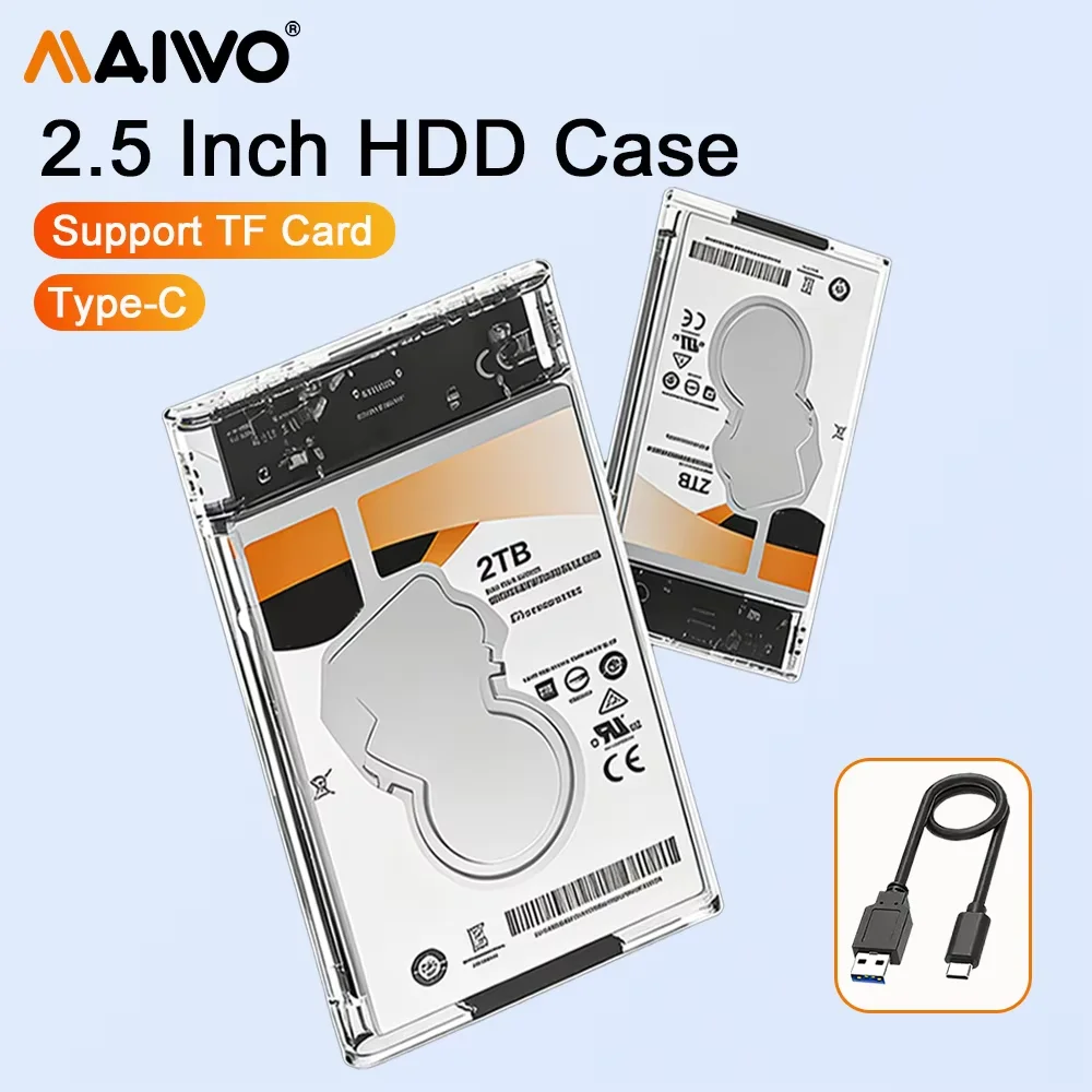 

Внешний корпус для жесткого диска MAIWO 2,5 дюйма, USB 3.0, 5 Гбит/с, для 2,5-дюймовых SATA SSD/HDD дисков толщиной 7-9,5 мм, с поддержкой чтения карт TF.