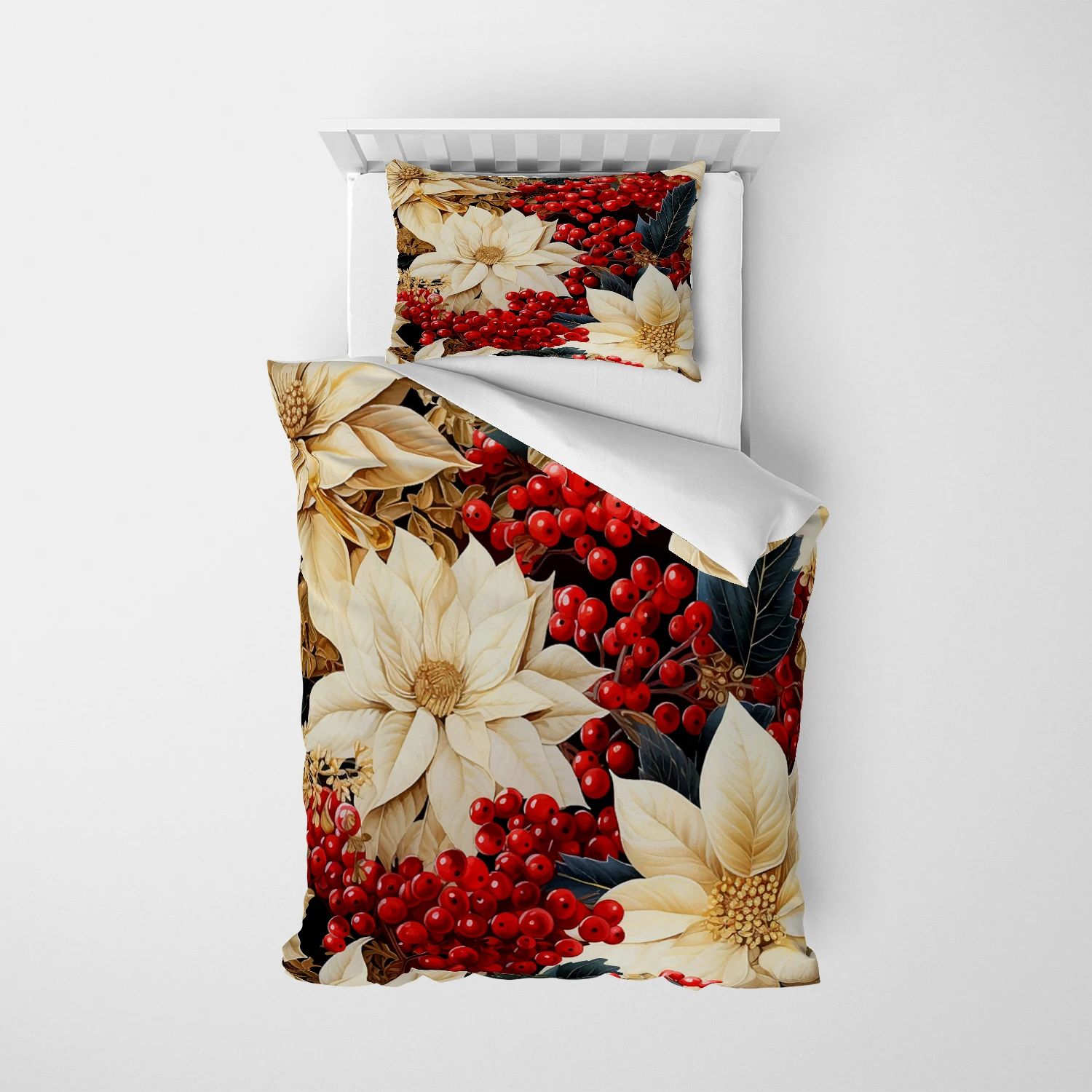 Oversized Botanical Duvet Cover Set Twin/Full/Queen/King (140x200 260x220 240x220) Polyester Flower Bedding Set  & Soft Touch