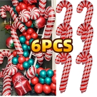 Large Candy Cane Foil Balloons Christmas Inflatable Crutch Balloon 2025 Xmas Festival Party Large Gift Accessories Xmas Decor