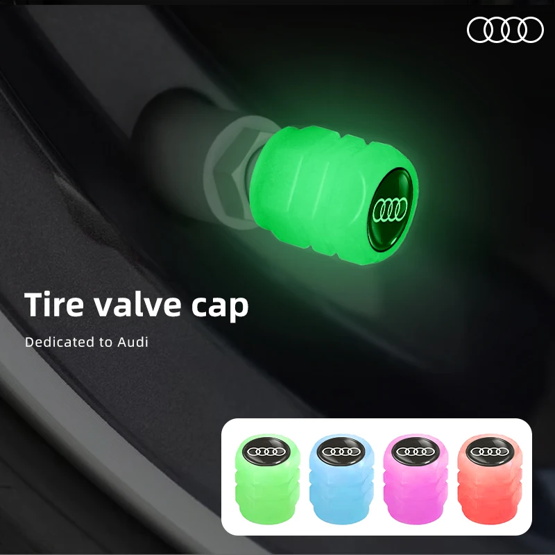 Luminous Car Tire Valve Caps Fluorescent Motorcycle Wheel Tyre for Audi S Q7 A1 A7 Q3 8L TT Mk2 C5 A5 A3 A4 B8 8P 8V A6 C7 Q5