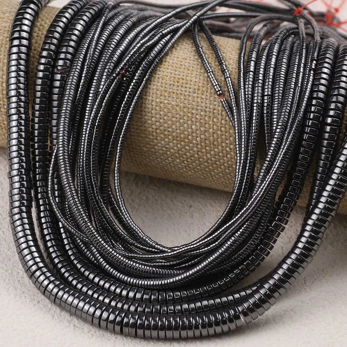 BTFBES Round Spacer Beads Black Hematite Loose Bead Natural Stone for Jewelry Making 2/4/6/8mm DIY Bracelets Necklace 180pcs/lot