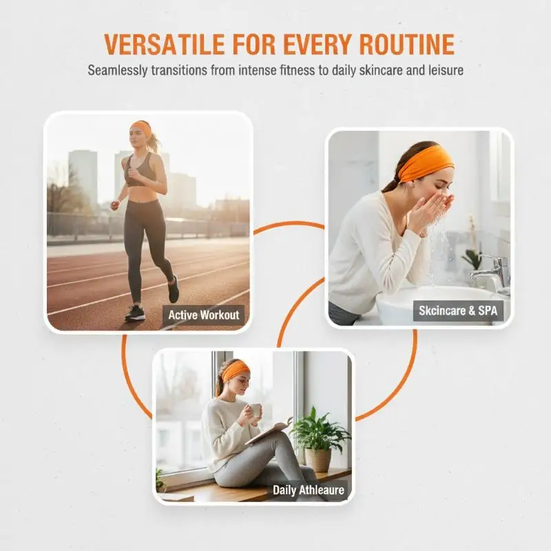 1 Stück Make-up-Haarband, Damen-Baumwoll-Stirnband, Turban, einfarbig, elastisches Haarband, Yoga-Haarband, 2-in-1-Haaraccessoire. – Detail 3