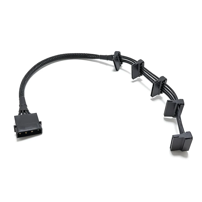 High Quality 1 Pcs Practical Durable PC Server 4 pins IDE Molex 1 to 5 SATA Power Cable Adapter Splitter Cables 18AWG Black 40cm