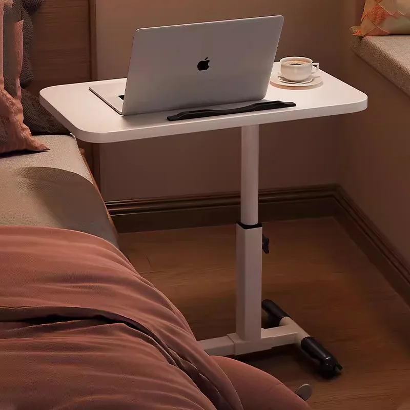 

The bedside table is movable, modern and simple. The bedside table can be raised and lowered. The home bedroom has a computer de