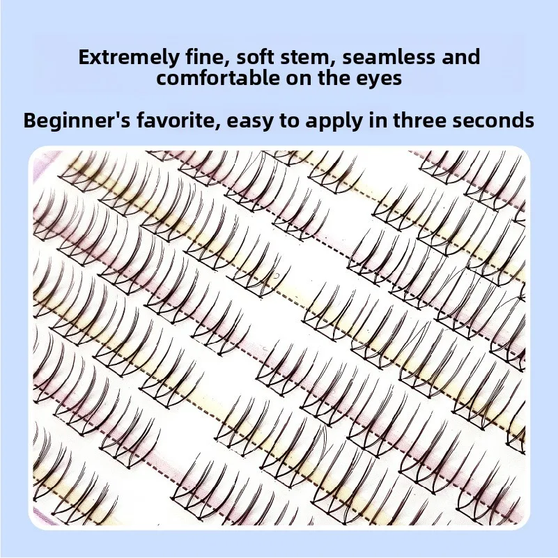 Jiefuxin grupos de pestañas 100 Uds. De cuero de mano en forma de U grupo femenino pestañas postizas suaves y cómodas Hada de los ojos de dibujos animados Fa