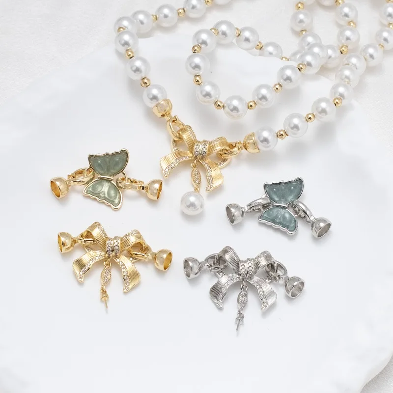 

1, медь, позолоченный цирконий, масляная пряжка-бабочка, сделай сам, браслет из бисера, ожерелье, разъем, ювелирные аксессуары, материал