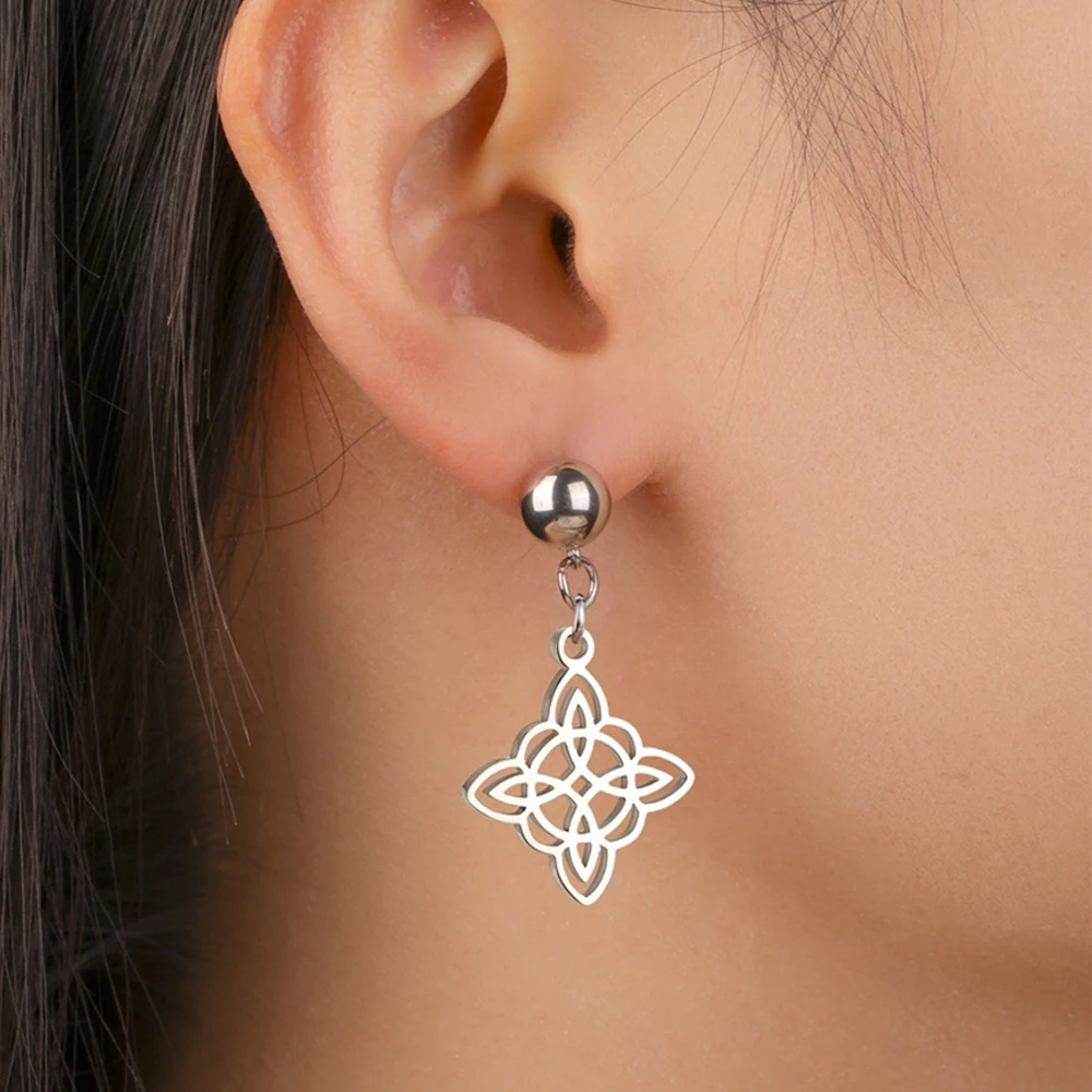 My Shape Witches Knot Earrings Stainless Steel Stud Earrings for Women Witchcraft Drop Earrings Jewelry Celtic Irish Knot Amulet