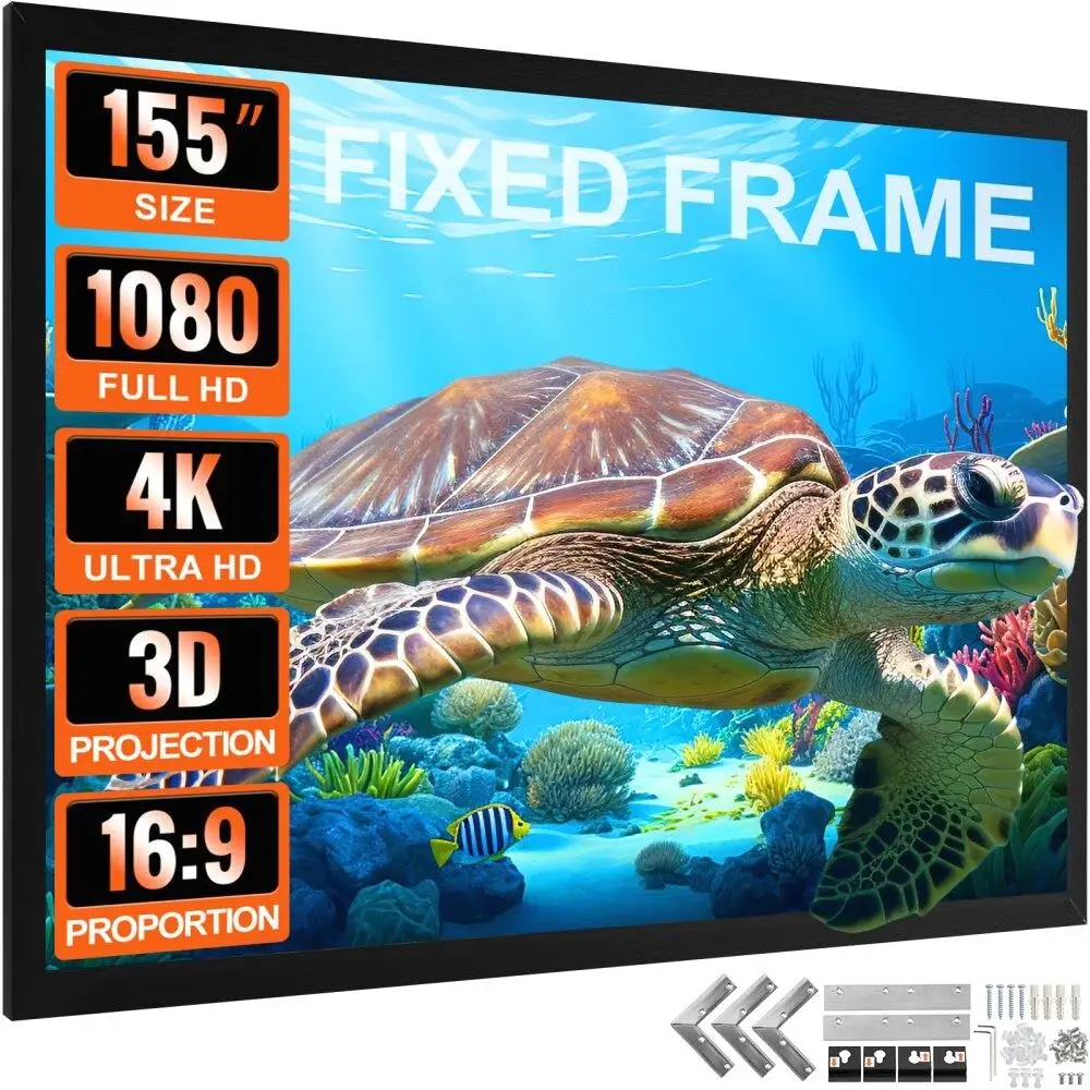 

155 Inch Fixed Frame 169 4K HD Projector Screen for Home Theater Wall Mount