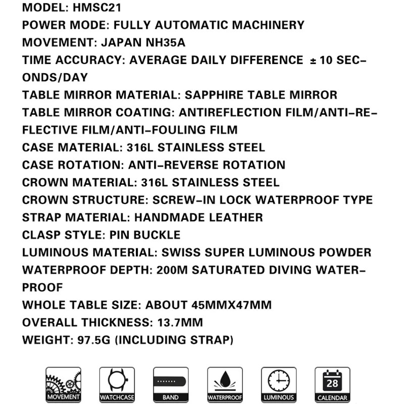 ساعة غوص رجالية من HEIMDALLR أذن البحر 20ATM مقاومة للماء C3 كريستال الياقوت المضيء NH35 آلات الحركة الأوتوماتيكية ساعة اليد