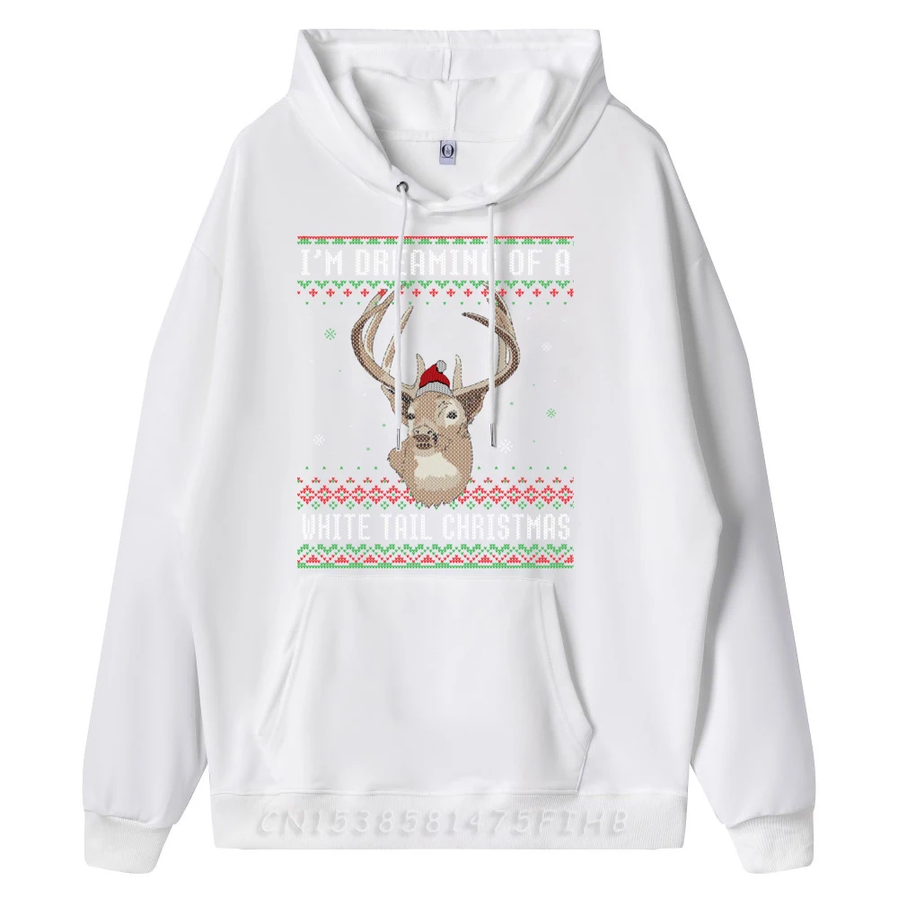 I im Dreaming Of A White Tail Christmas Deer Graphic Sweatshirts Men Oversized Men Men's Oversize Long Sleeve Illustration