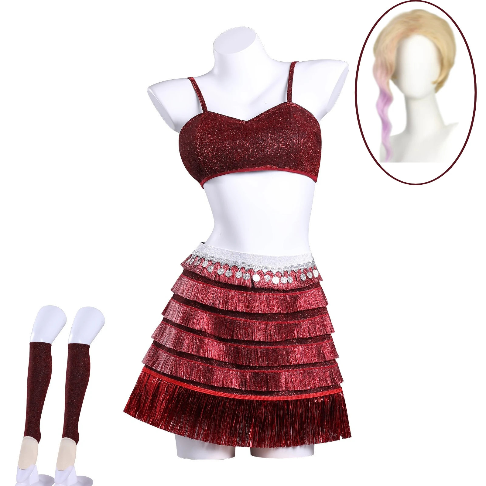 Disfraz de Cosplay de oveja de la película Gazeelle, disfraz de Shakira con lentejuelas rojas, disfraz Sexy para actuación en escenario, conjunto de peluca para fiesta de mujer