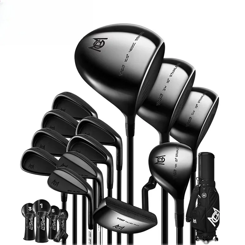 MTG062 Full Black Right Handed Advanced Men Complete Golf Club Set with Durable Golf Bag for Intermediate Golf Players