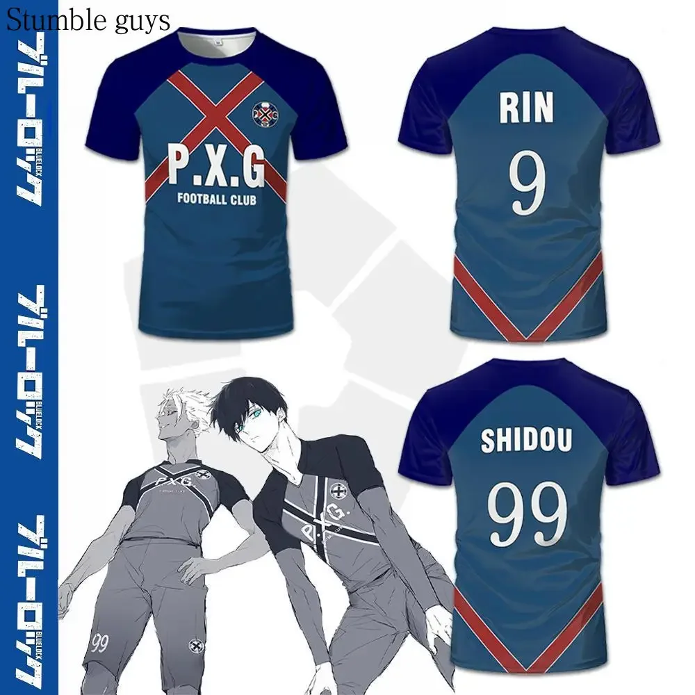 Koszulka piłkarska Anime PXG męska i damska, oddychająca koszulka z krótkim rękawem, japoński anime SHIDOU RIN, kostium cosplay